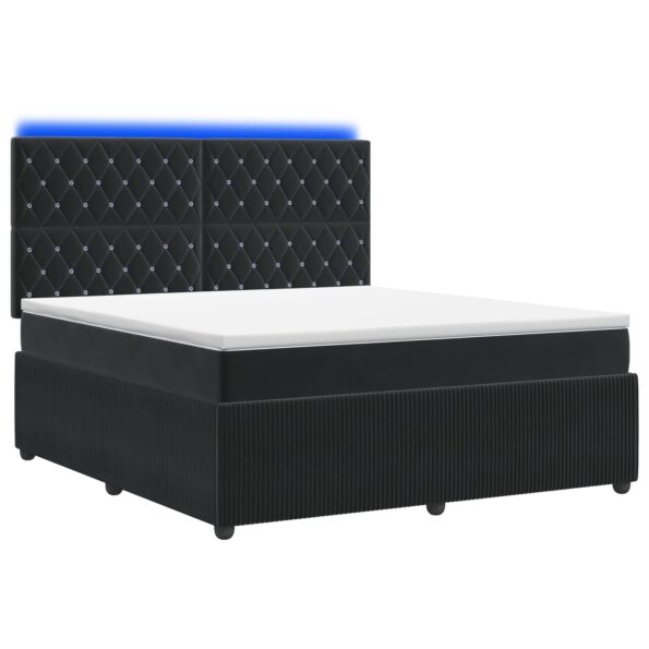 vidaXL LED boxspring posteľ s matracom Čierna 180 x 200 cm Zamat – Obrázok 2