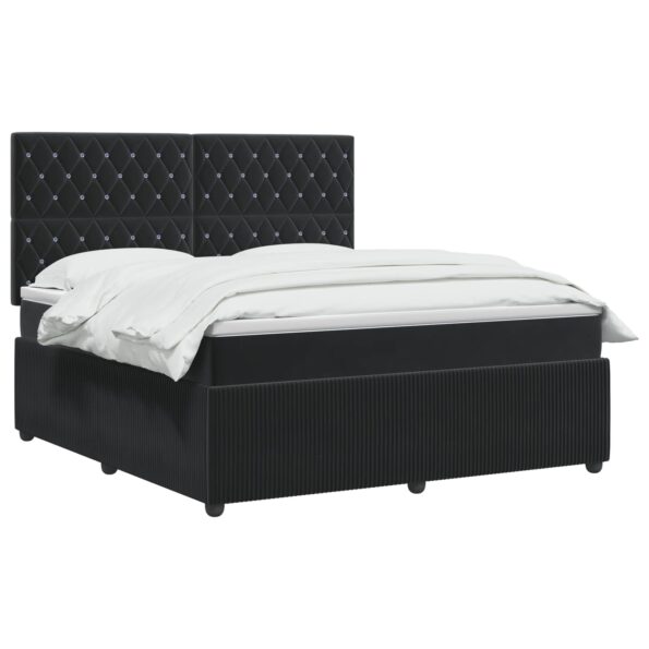 vidaXL LED boxspring posteľ s matracom Čierna 180 x 200 cm Zamat – Obrázok 3