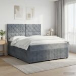 vidaXL LED boxspring posteľ s matracom Tmavosivá 180 x 200 cm Zamat