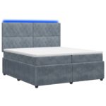 vidaXL LED boxspring posteľ s matracom Tmavosivá 200 x 200 cm Zamat – Obrázok 2