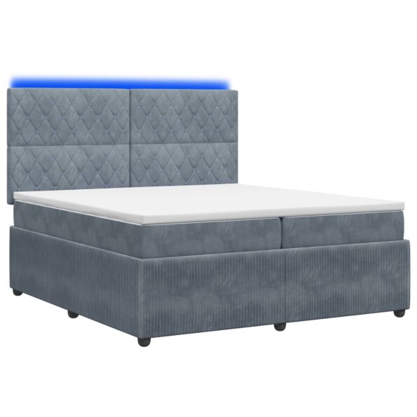 vidaXL LED boxspring posteľ s matracom Tmavosivá 200 x 200 cm Zamat – Obrázok 2