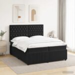 vidaXL LED boxspring posteľ s matracom Čierna 200 x 200 cm Zamat – Obrázok 4