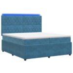 vidaXL LED boxspring posteľ s matracom Modrá 200 x 200 cm Zamat – Obrázok 2