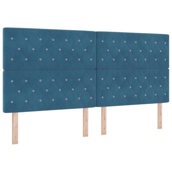 vidaXL LED boxspring posteľ s matracom Modrá 200 x 200 cm Zamat – Obrázok 5