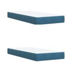 vidaXL LED boxspring posteľ s matracom Modrá 200 x 200 cm Zamat – Obrázok 7