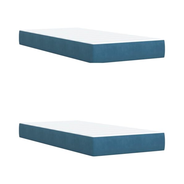 vidaXL LED boxspring posteľ s matracom Modrá 200 x 200 cm Zamat – Obrázok 7