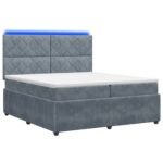 vidaXL LED boxspring posteľ s matracom Tmavosivá 200 x 200 cm Zamat – Obrázok 2