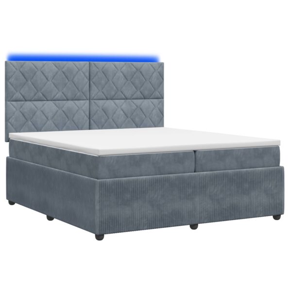vidaXL LED boxspring posteľ s matracom Tmavosivá 200 x 200 cm Zamat – Obrázok 2