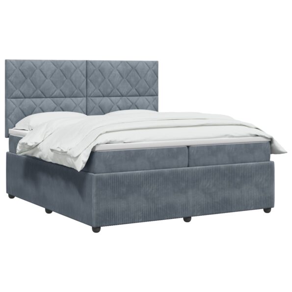 vidaXL LED boxspring posteľ s matracom Tmavosivá 200 x 200 cm Zamat – Obrázok 3