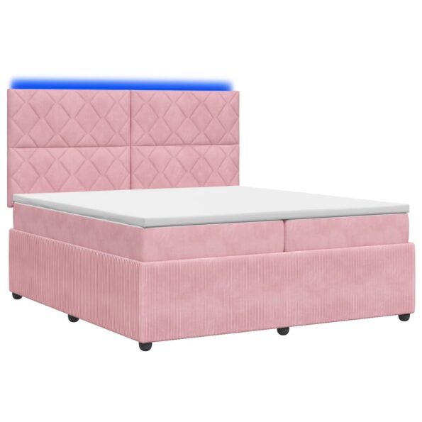 vidaXL LED boxspring posteľ s matracom Ružová 200 x 200 cm Zamat – Obrázok 2