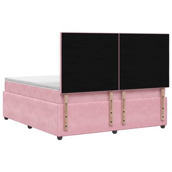 vidaXL LED boxspring posteľ s matracom Ružová 200 x 200 cm Zamat – Obrázok 9