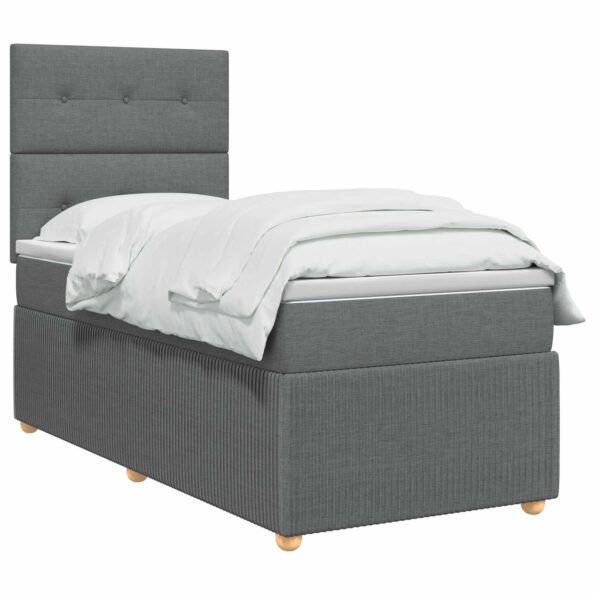 vidaXL LED boxspring posteľ s matracom Tmavosivá 90 x 190 cm Látka – Obrázok 3