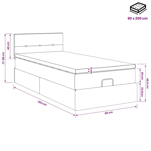 vidaXL Polohovací postel s matrací Sivohnedá 80 x 200 cm Látka – Obrázok 12