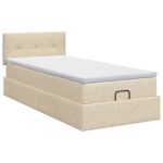 vidaXL Polohovací postel s matrací Krémová 100 x 200 cm Látka – Obrázok 5