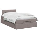 vidaXL Polohovací postel s matrací Sivohnedá 120 x 190 cm Látka – Obrázok 3