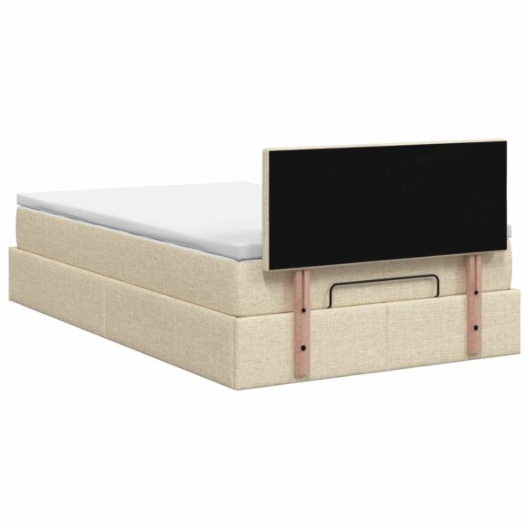 vidaXL Polohovací postel s matrací Krémová 120 x 190 cm Látka – Obrázok 9