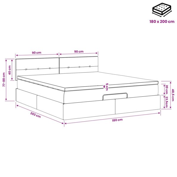 vidaXL Polohovací postel s matrací Modrá 180 x 200 cm Látka – Obrázok 12