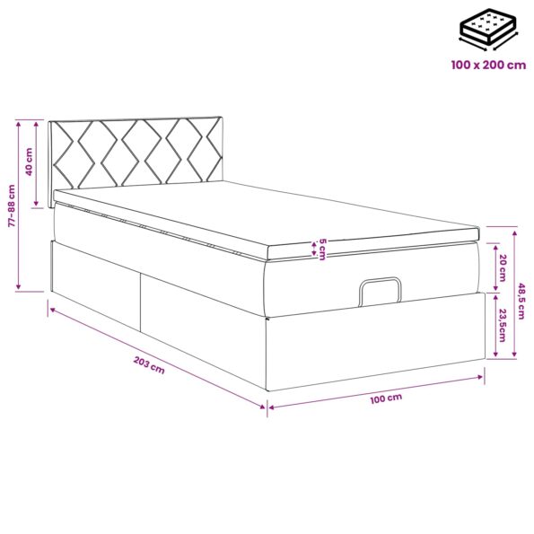 vidaXL Polohovací postel s matrací Sivohnedá 100 x 200 cm Látka – Obrázok 12