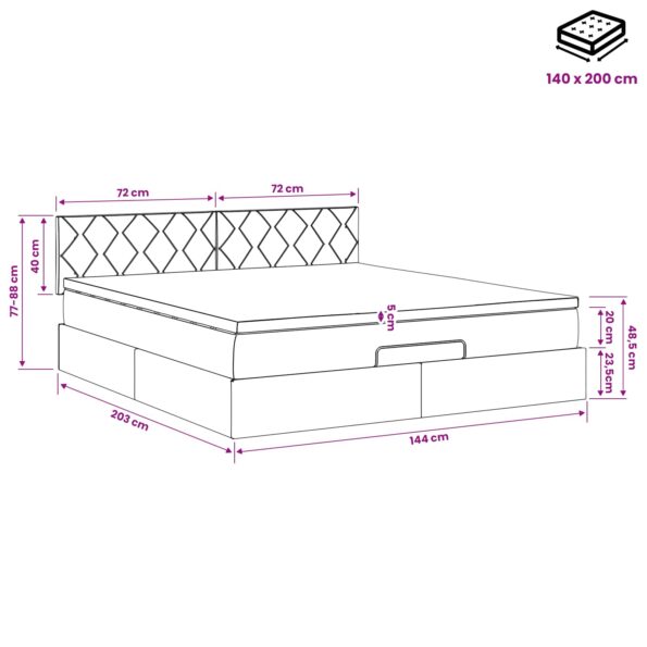 vidaXL Polohovací postel s matrací Modrá 140 x 200 cm Látka – Obrázok 12
