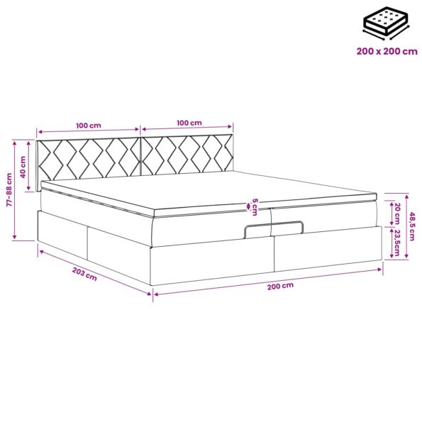 vidaXL Polohovací postel s matrací Tmavohnedá 200 x 200 cm Látka – Obrázok 12
