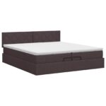 vidaXL Polohovací postel s matrací Tmavohnedá 200 x 200 cm Látka – Obrázok 8