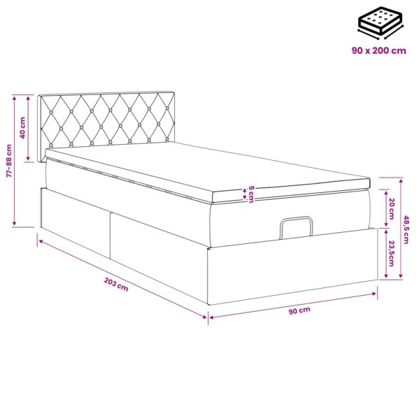vidaXL Polohovací postel s matrací Ružová 90 x 200 cm Zamat – Obrázok 11