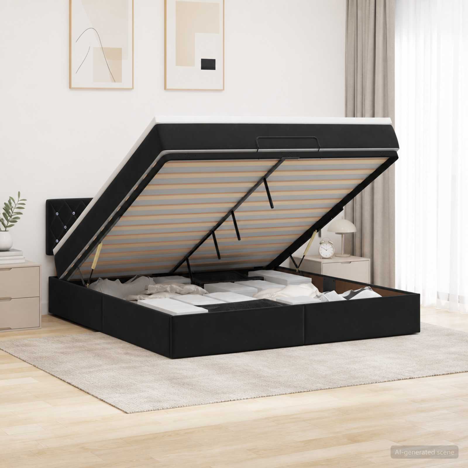 3456491_1.jpg vidaXL Polohovací postel s matrací Čierna 140 x 200 cm Zamat – Obrázok 1