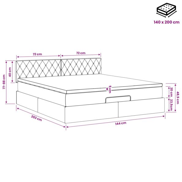 vidaXL Polohovací postel s matrací Čierna 140 x 200 cm Zamat – Obrázok 12