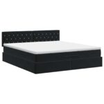 vidaXL Polohovací postel s matrací Čierna 140 x 200 cm Zamat – Obrázok 8