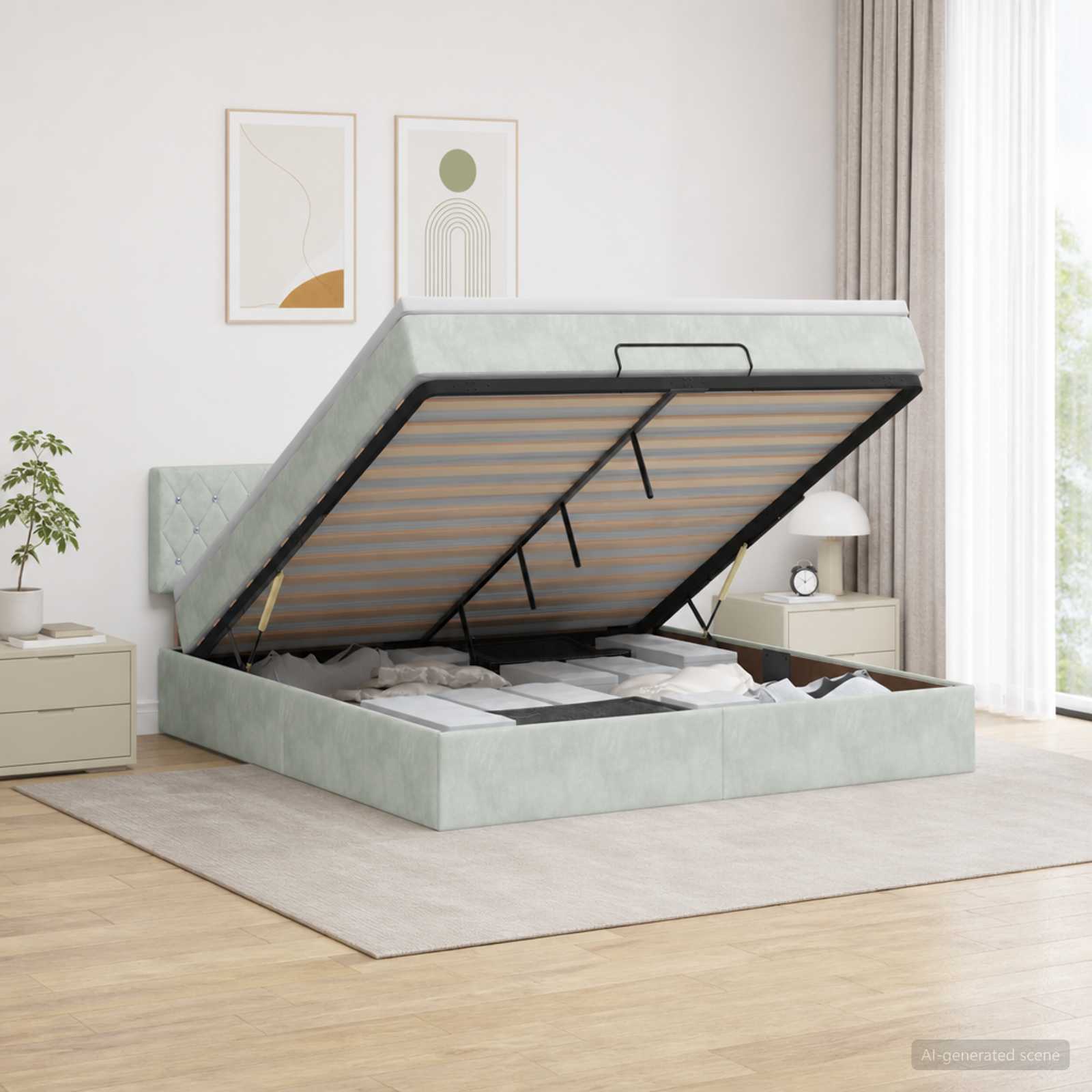 3456501_1.jpg vidaXL Polohovací postel s matrací Svetlosivá 180 x 200 cm Zamat – Obrázok 1