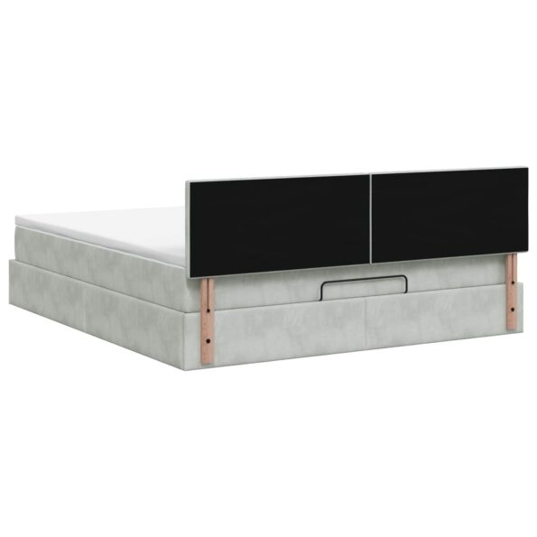 vidaXL Polohovací postel s matrací Svetlosivá 180 x 200 cm Zamat – Obrázok 9