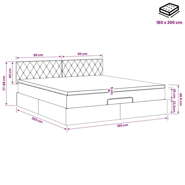 vidaXL Polohovací postel s matrací Tmavozelená 180 x 200 cm Zamat – Obrázok 12