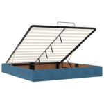 vidaXL Polohovací postel s matrací Tmavomodrá 200 x 200 cm Zamat – Obrázok 5