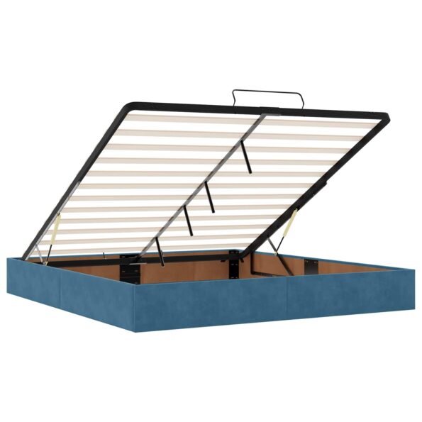 vidaXL Polohovací postel s matrací Tmavomodrá 200 x 200 cm Zamat – Obrázok 5