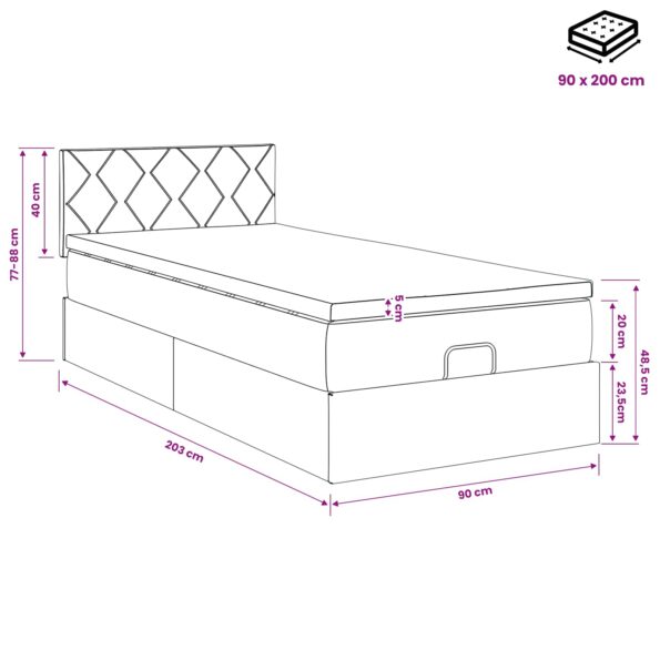 vidaXL Polohovací postel s matrací Ružová 90 x 200 cm Zamat – Obrázok 12