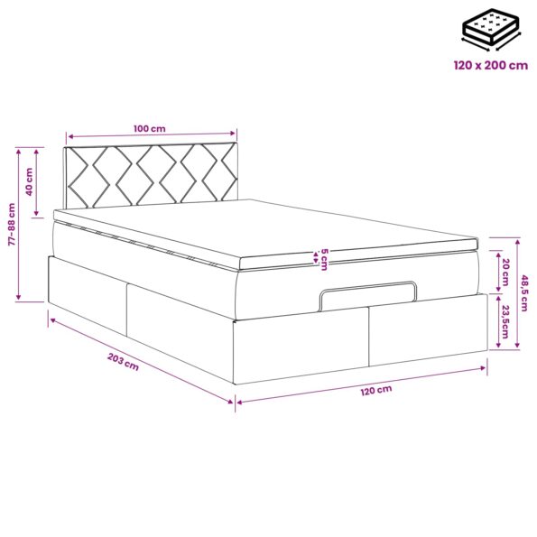 vidaXL Polohovací postel s matrací Tmavomodrá 120 x 200 cm Zamat – Obrázok 12