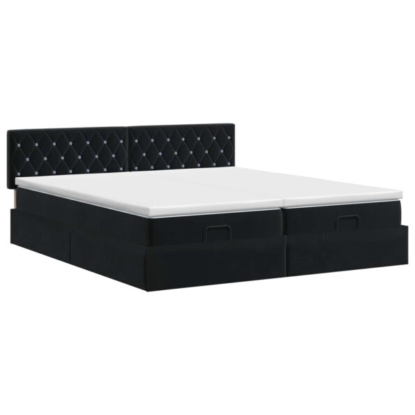 vidaXL Polohovací postel s matrací s čelnou doskou 2 pcs Čierna Zamat – Obrázok 8