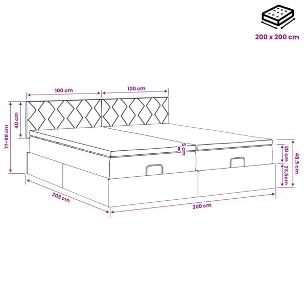 vidaXL Polohovací postel s matrací 2 ks Tmavosivá Zamat – Obrázok 12