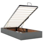 vidaXL Ottoman posteľ s matracom a LED Tmavosivá 90 x 200 cm Látka – Obrázok 4