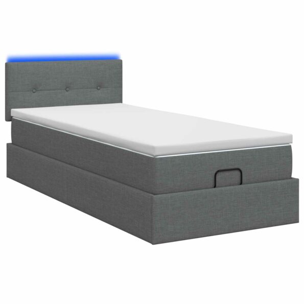 vidaXL Ottoman posteľ s matracom a LED Tmavosivá 90 x 200 cm Látka – Obrázok 7