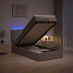 vidaXL Ottoman posteľ s matracom a LED Sivohnedá 100 x 200 cm Látka – Obrázok 4