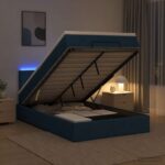 vidaXL Ottoman posteľ s matracom a LED Modrá 120 x 190 cm Látka – Obrázok 4