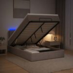vidaXL Ottoman posteľ s matracom a LED Sivohnedá 120 x 200 cm Látka – Obrázok 4