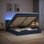 vidaXL Ottoman posteľ s matracom a LED Modrá 180 x 200 cm Látka – Obrázok 4