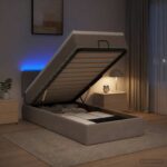vidaXL Ottoman posteľ s matracom a LED Sivohnedá 100 x 200 cm Látka