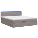 vidaXL Ottoman posteľ s matracom a LED Sivohnedá 140 x 190 cm Látka – Obrázok 9