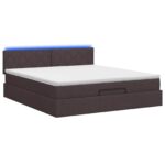 vidaXL Ottoman posteľ s matracom a LED Tmavohnedá 140 x 200 cm Látka – Obrázok 9