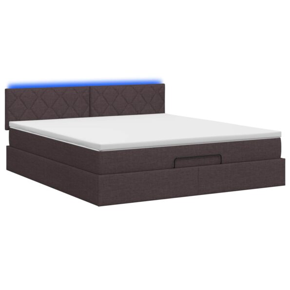 vidaXL Ottoman posteľ s matracom a LED Tmavohnedá 140 x 200 cm Látka – Obrázok 9