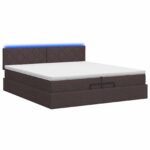 vidaXL Ottoman posteľ s matracom a LED Tmavohnedá 200 x 200 cm Látka – Obrázok 9