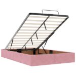 vidaXL Ottoman posteľ s matracom a LED Ružová 120 x 200 cm Zamat – Obrázok 6